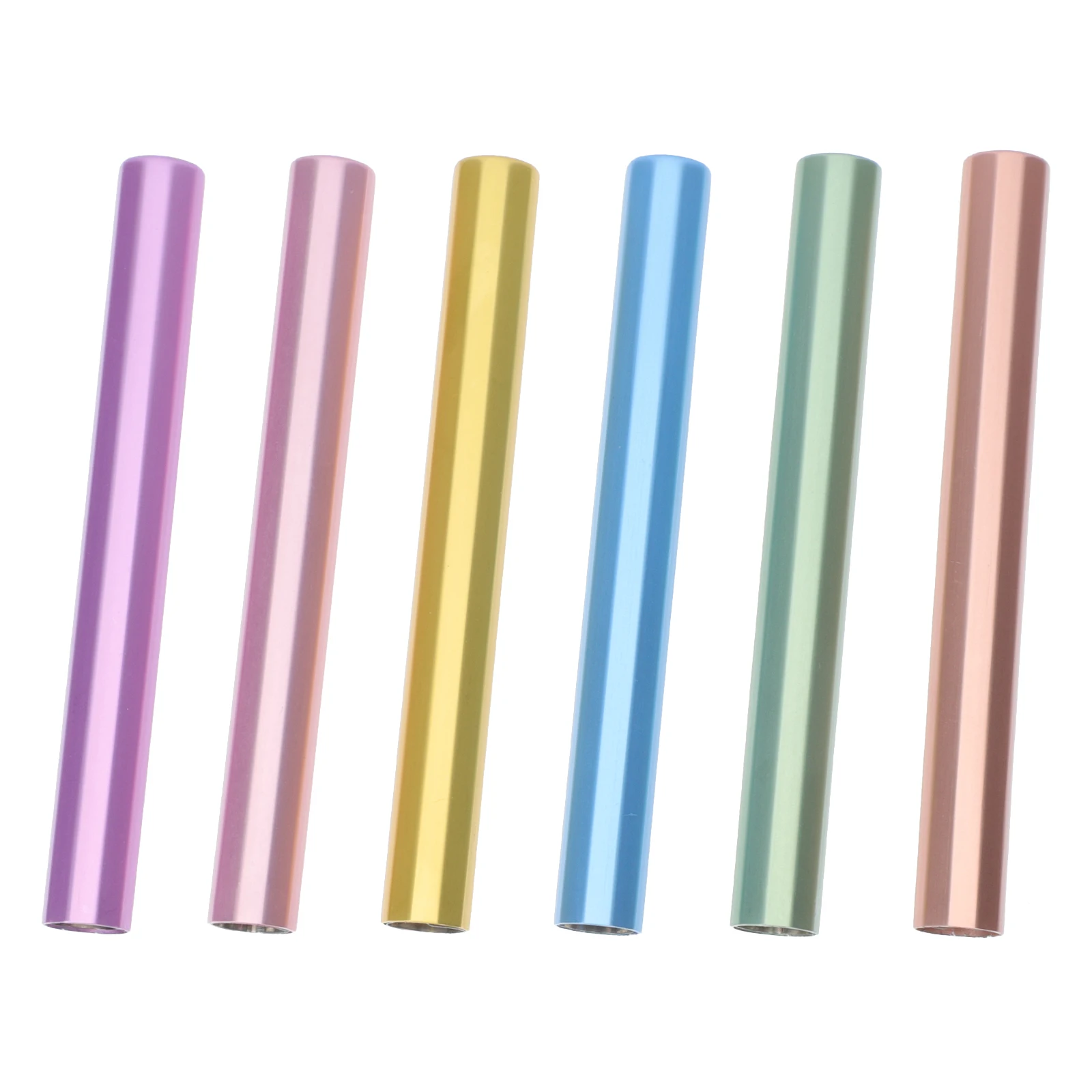 6Pcs Nail Art Pen Caps Zinc Alloy Sealed Matte Rainbow Color Nail Covers Light-Proof Pen Caps Inner Diameter 8mm