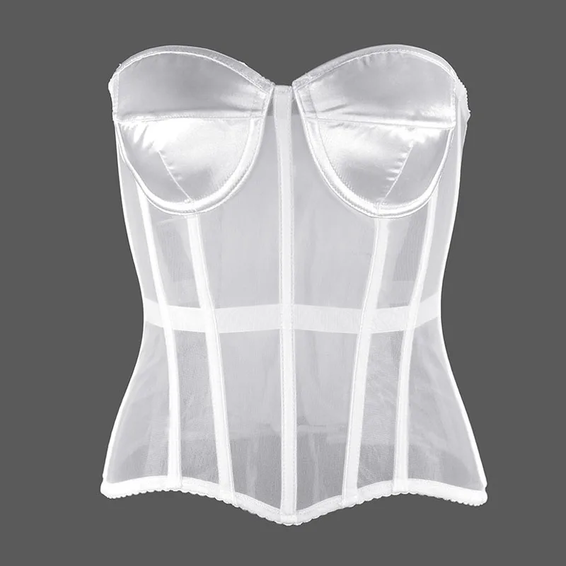 2025 Sexy women's Mesh Overbust corsetto top Ladies Slimming Fit See Through corsetti e bustini Body Shaper Plus Size XXS-5XL