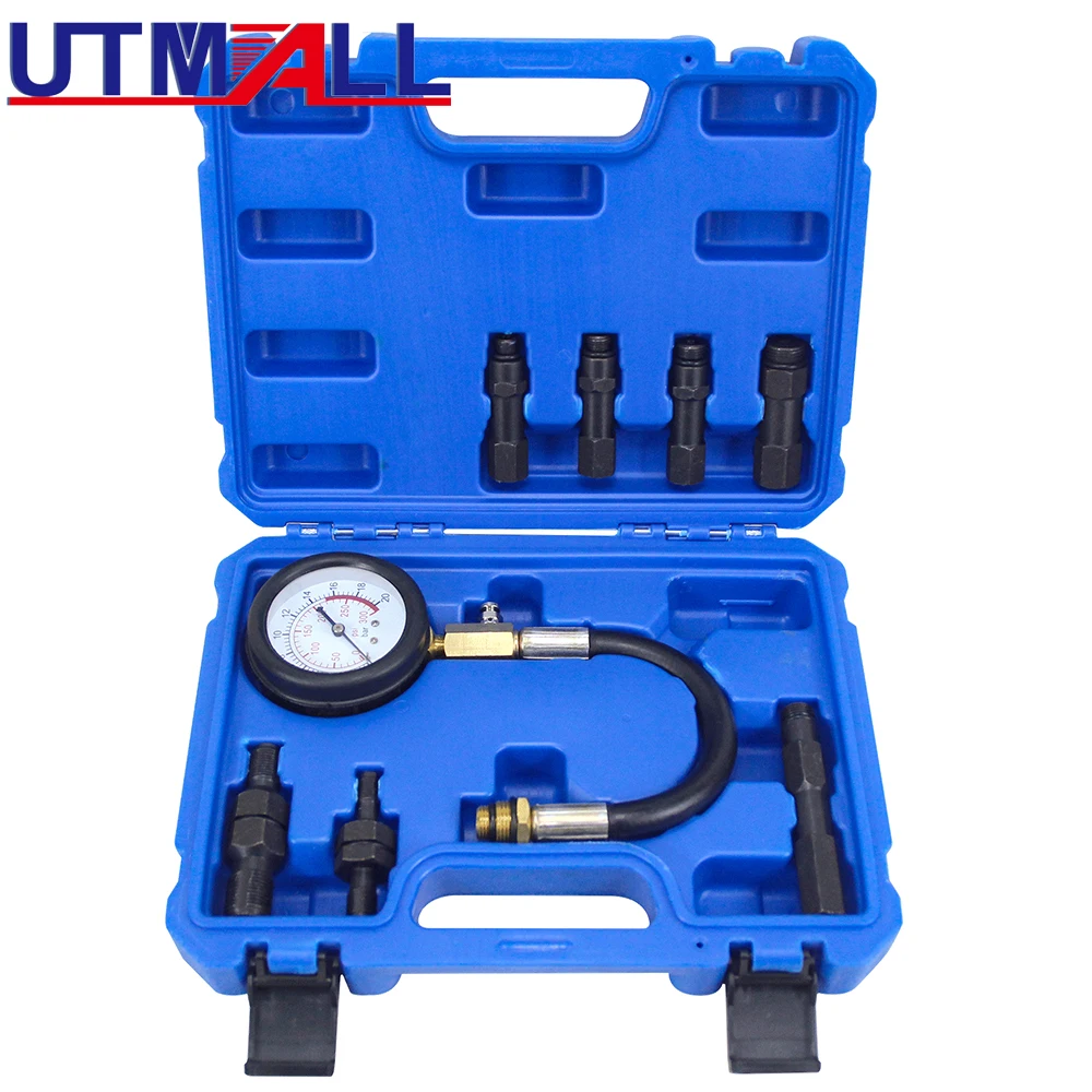 Gasoline Cylinder Pressure Gauge with Four Size Of Glow Plug Removal Extractor Tool Engine Compression Pressure Gauge Tester