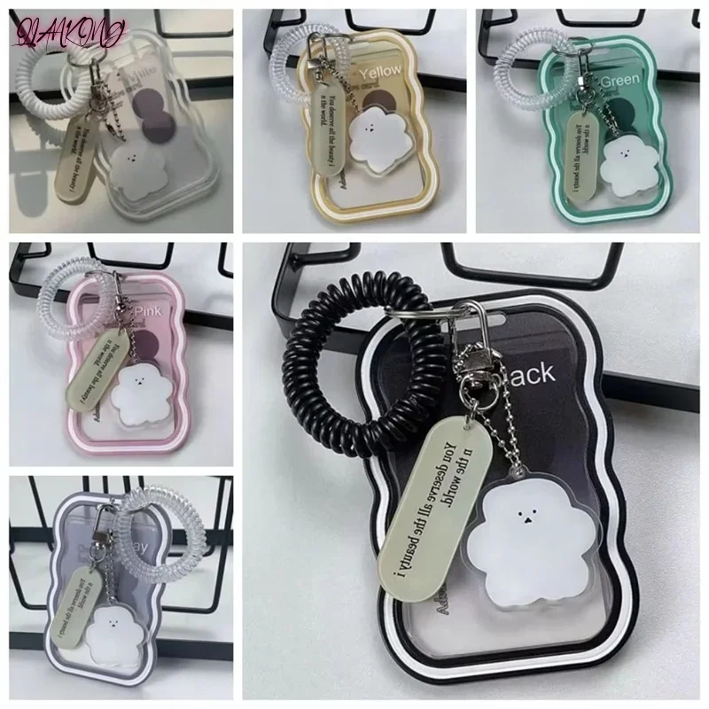 

Transparent Card Holder Credit ID Bank Card Photo Display Cute Photocard Photo Protector Wooden Desk Organizer Office Supplies