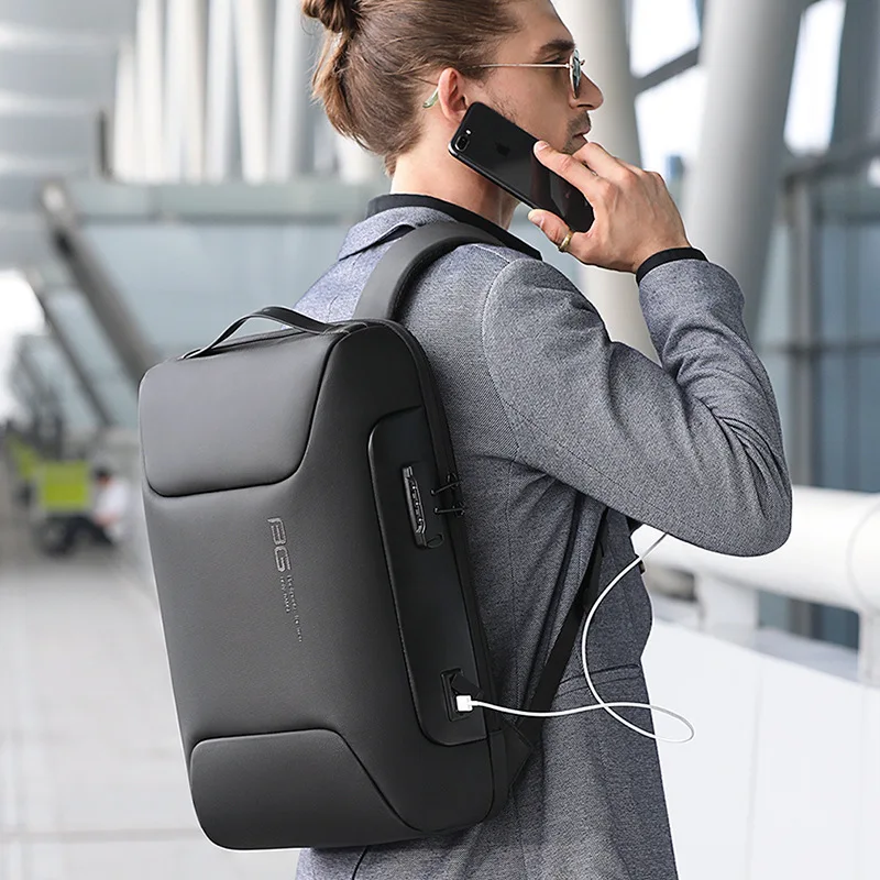 BANGE-Sac à dos d\'affaires au design esthétique pour hommes, antivol, étanche, école, sacs à dos pour ordinateur portable, chargement USB, sac de