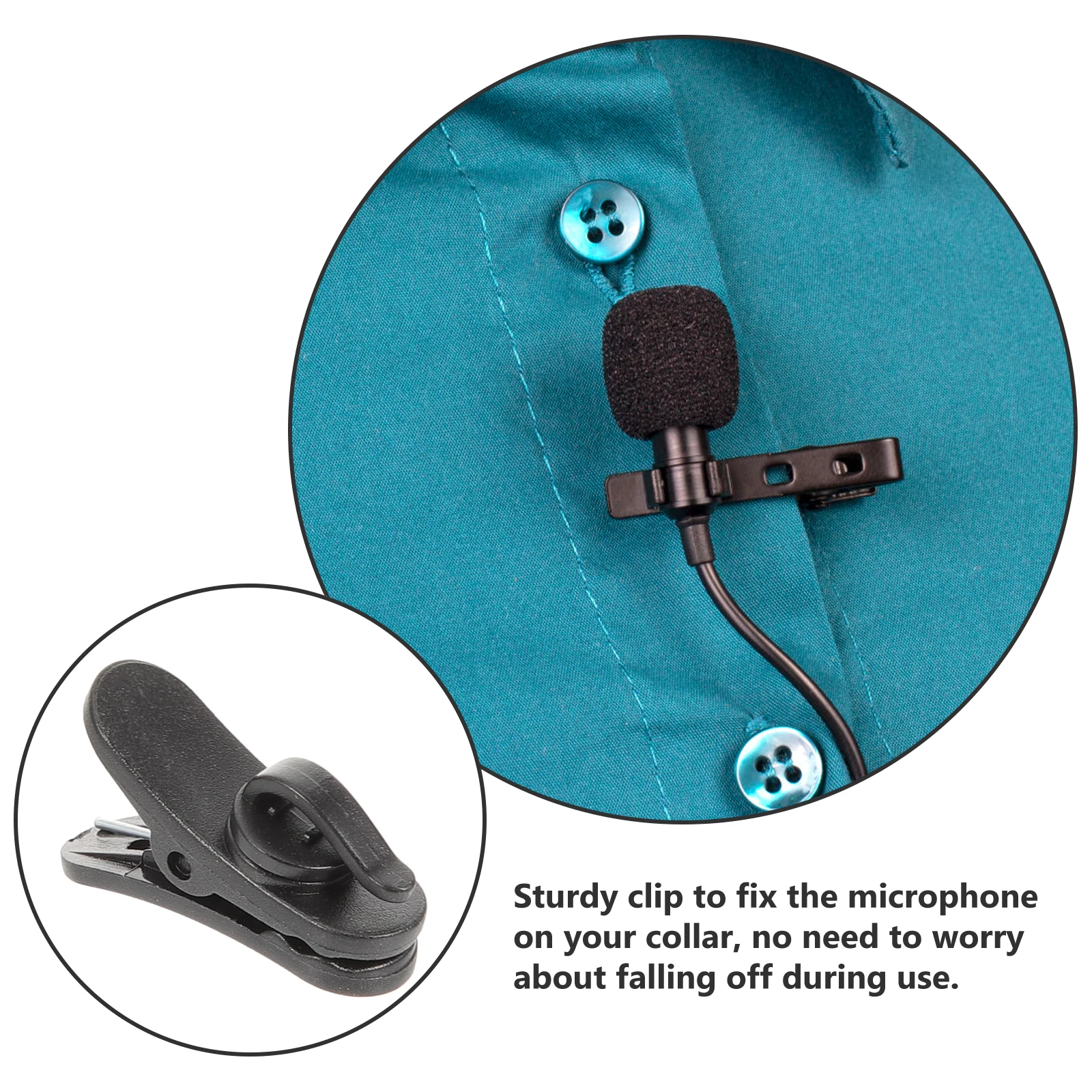 

20pcs Microphone Clips Collar Black Holder Durable Lavalier Mic Accessories Sturdy Design Practical Performance Speech