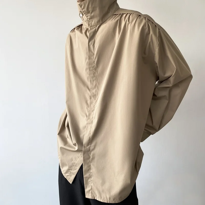 Luzhen Effen Kleur Elegante Lange Mouwen Shirts Hoge Kwaliteit Straat Originele 2024 Nieuwe Koreaanse Stand Nek Mode Tops Lz1931