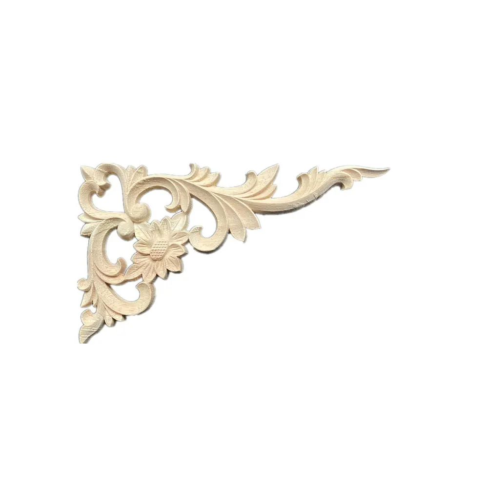 Autocollants d'angle 3D en dentelle, 4 pièces, 20-38cm, sculpture sur bois, Figurines en dentelle, cadre artisanal, applique murale, porte, meubles, décor européen