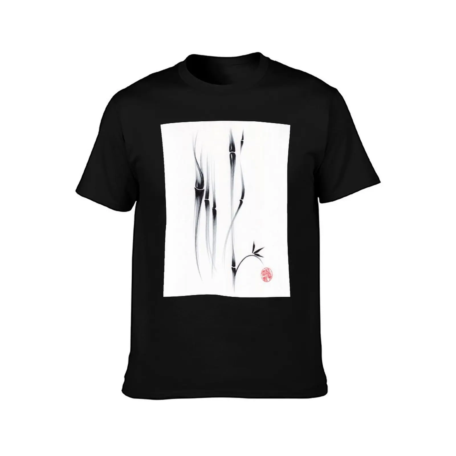 Relax - Sumie Ink Brush Bamboo Painting T-Shirt Soft Touch Basic Cotton T-Shirt