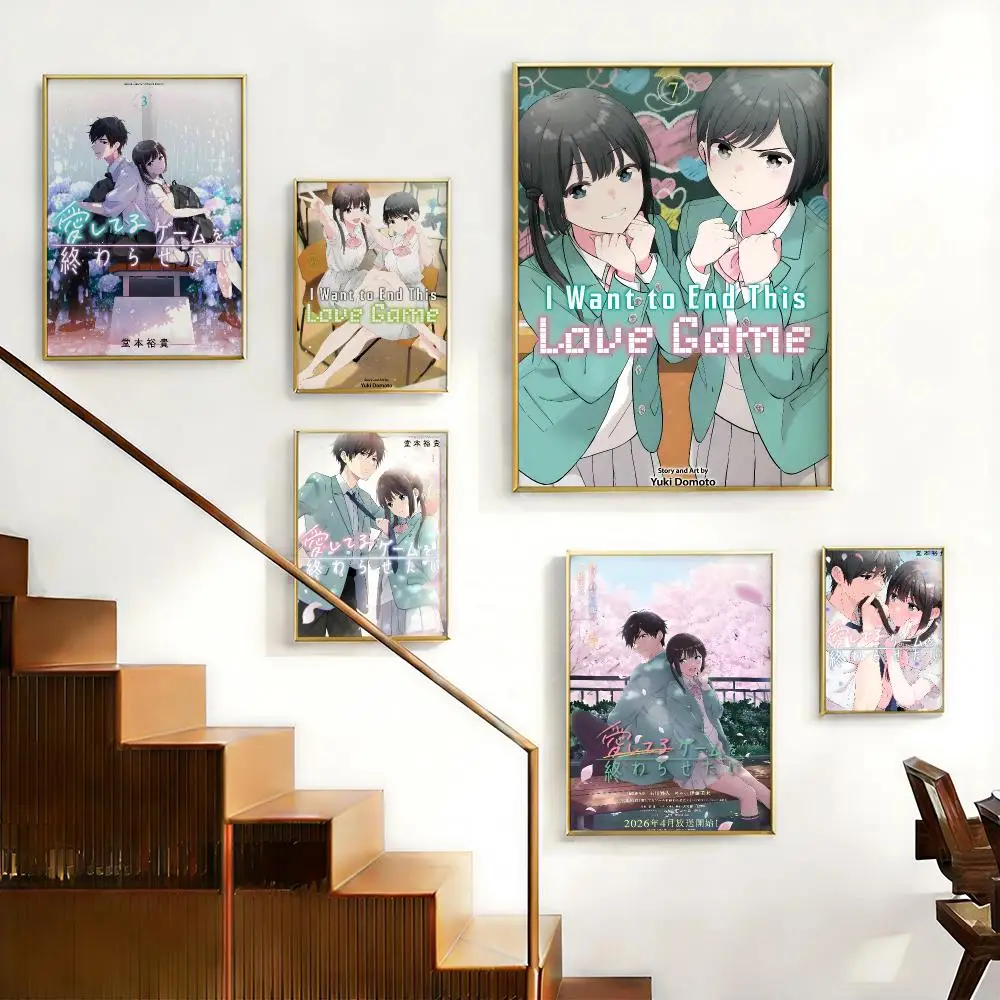 Romantic Manga I Want to End This Love Game Poster HD Self-Adhesive No Residue After Removal Ideal for All Kinds of Wall Decor