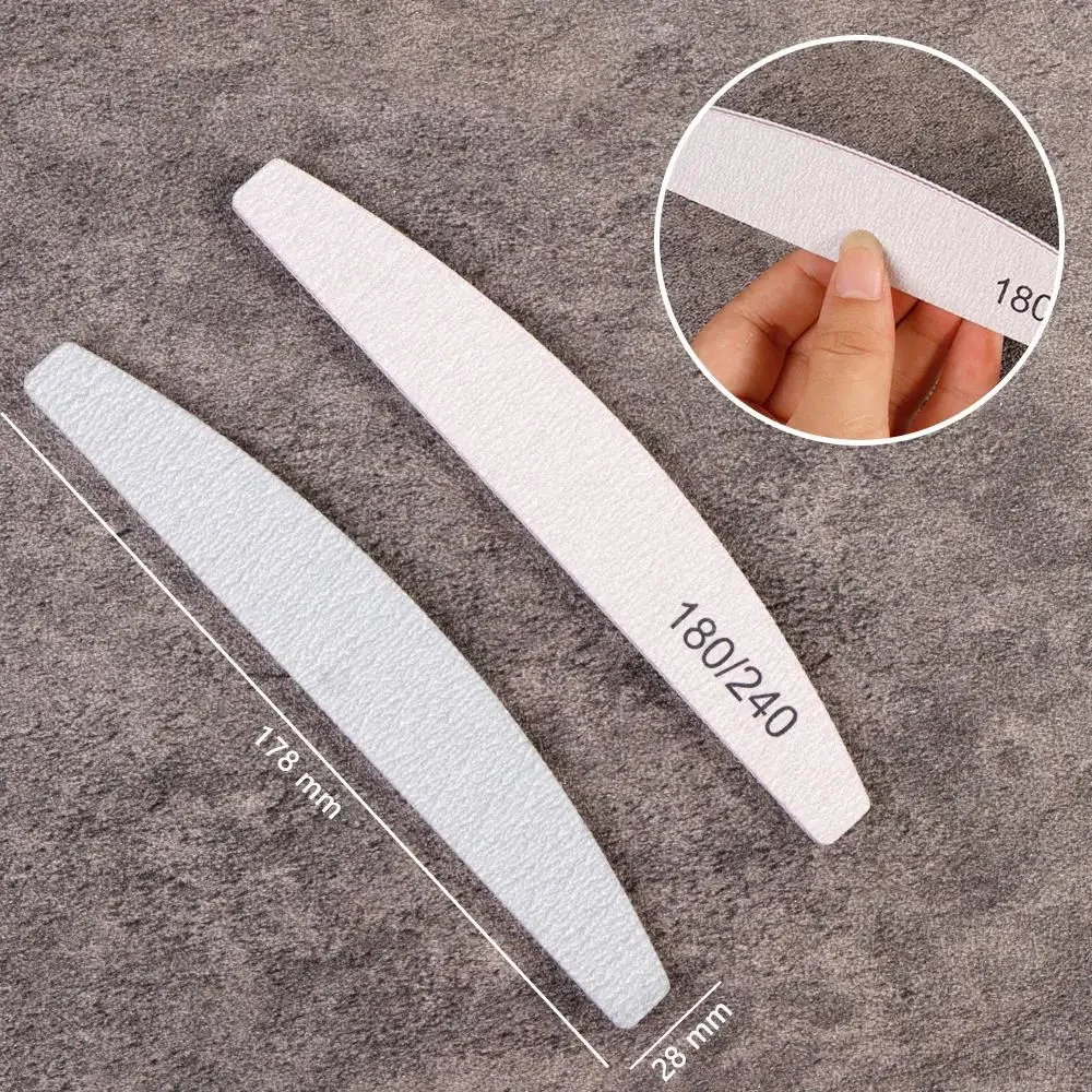 10 قطعة 180/240 شبكة الرمال المهنية ملف الأظافر الصنفرة سميكة ملفات الأظافر عازلة مانيكير الرملي نصف القمر الجير مسمار أداة