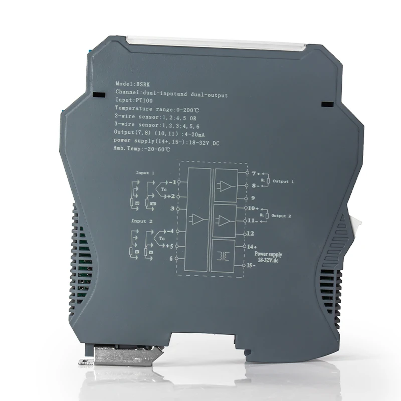 PT100 درجة الحرارة الارسال 4-20mA 0-10V 0-5V RS485 1 في 2 خارج PT100 محول إشارة درجة الحرارة 0-100 ℃   0-200 ℃   -50-200 ℃