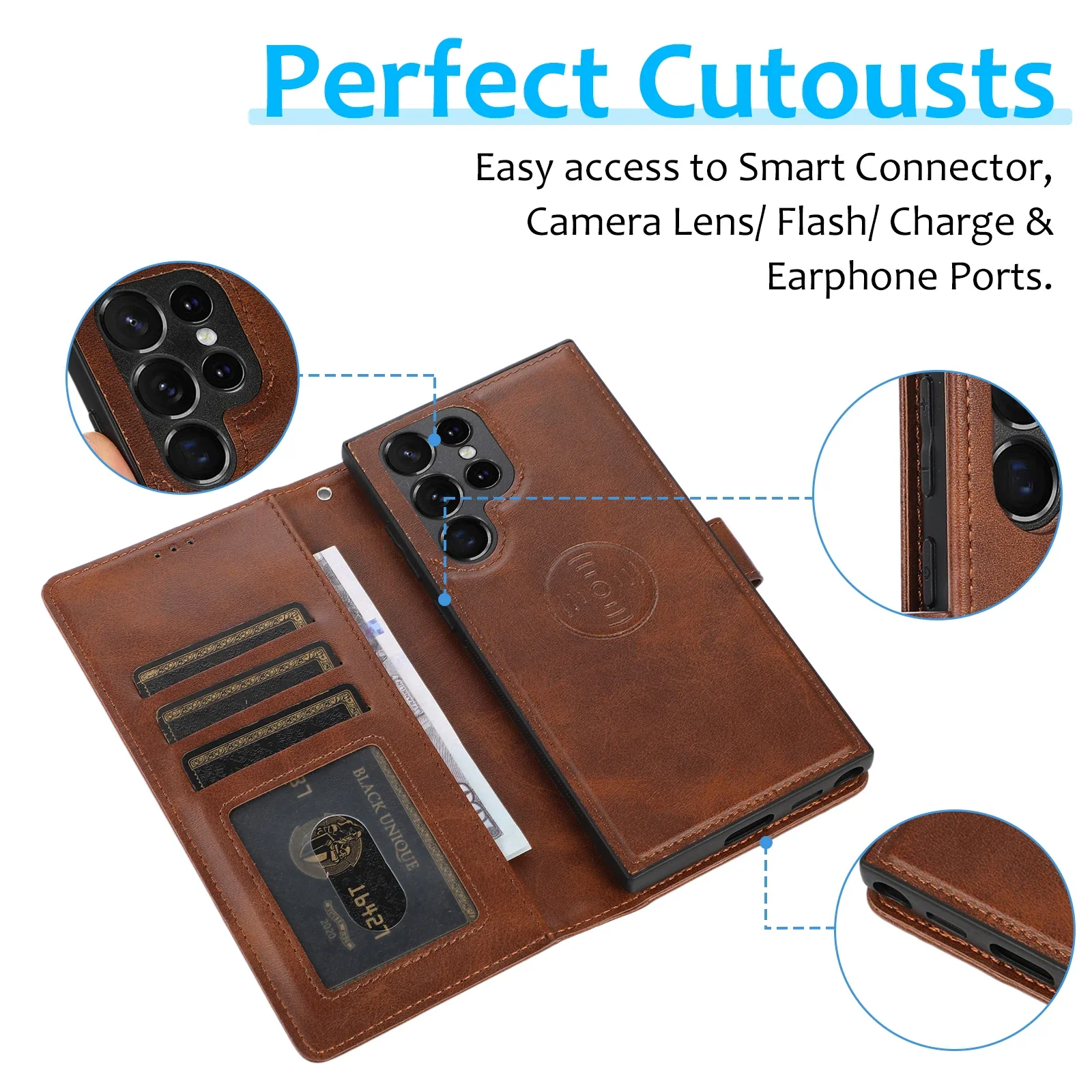 2 في 1 محفظة جلدية قابلة للفصل فتحة للبطاقات حافظة مغناطيسية لهاتف سامسونج جالاكسي S25 Ultra S25FE S23 S24 A16 A52 A15 A55