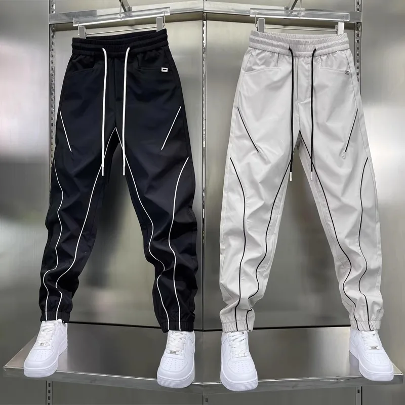 

Summer Casual Loose Men's Pants Qui Dry Versatile Faionable Workwear Sle Elastic Waist Youthful Energy Basic Color