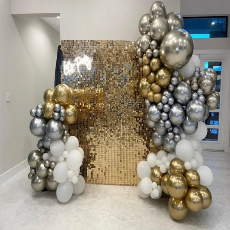 

16 Panels Square Shimmer Wall Background for Wedding Anniversary Valentine's Day Room Graduation Christmas Customized Decor