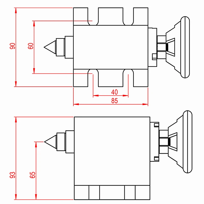 CNC MT2 Tailstock 65mm Center Height Use for 80mm Chuck 4th Axis CNC Machine Drilling and Milling Router