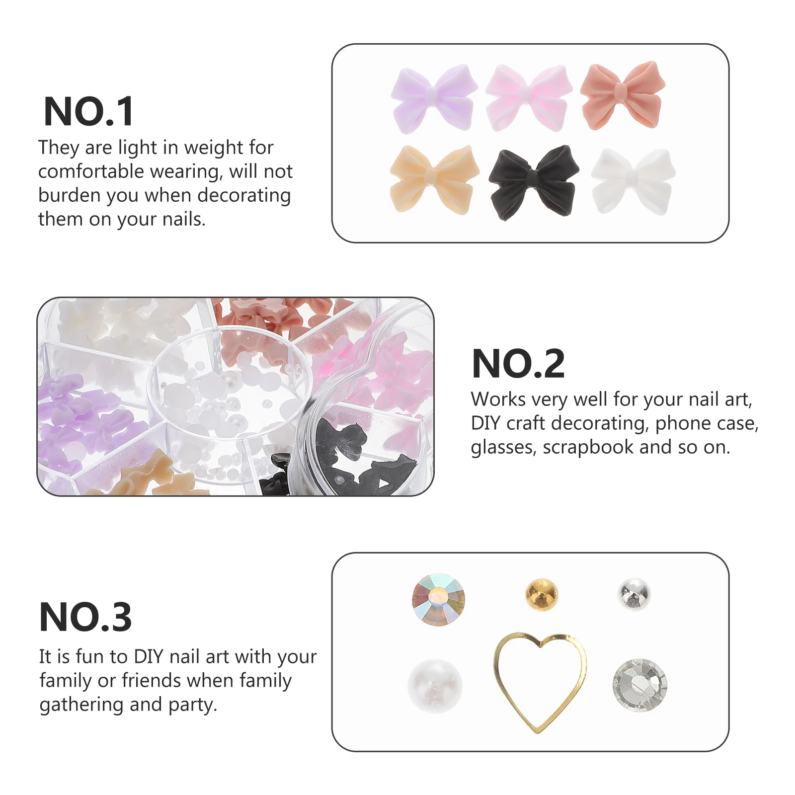 

2 Boxes Nail Art Charms Pearl Beads Rhinestones Decorations Diy Manicure Design Phone Case Family Gathering