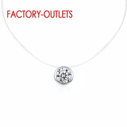 Big Sale 925 Sterling Silver Chokers Necklace Cubic Zircon Pearl CZ Round Transparent Fish Line Jewelry