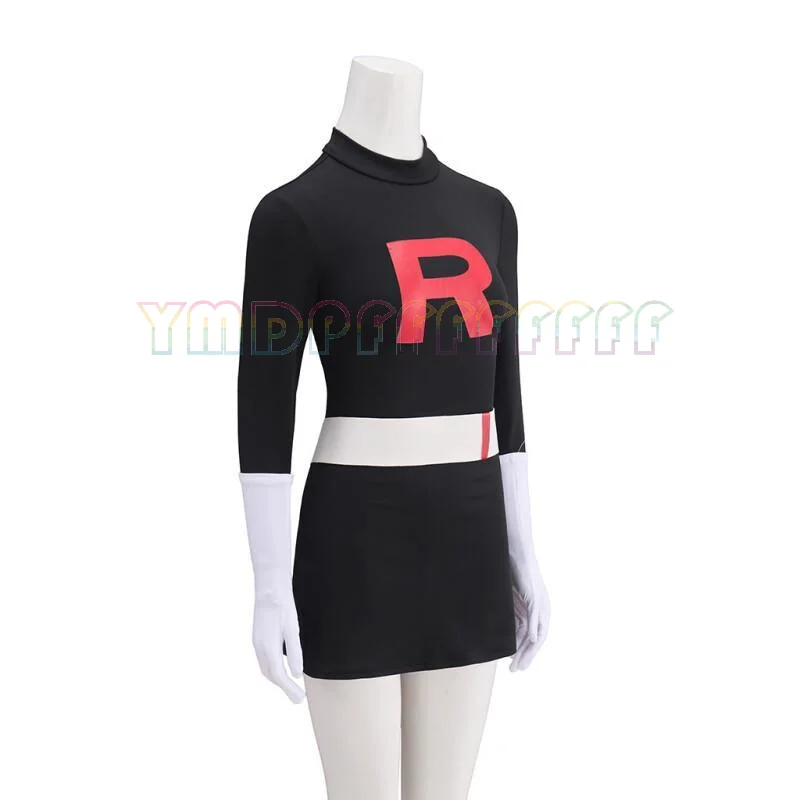 Neuartige Anime-Team-Rocket-Cosplay-Kostüme für Männer und Frauen in Schwarz, schwarze Uniformmützen, Halloween-Partykostüme, Osterkostüme – Detail 11