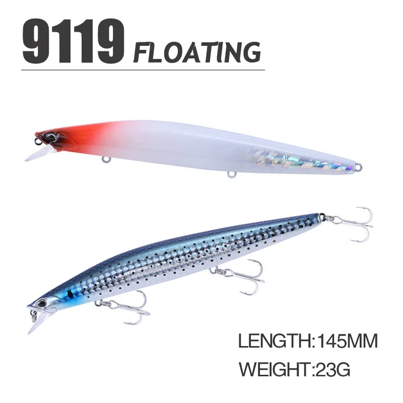 

145mm 23g Sinking Minnow Fishing Lures Wobbler Jerkbait Long Casting Seabass Trout Carp Artificial Bait Fishing Accessories