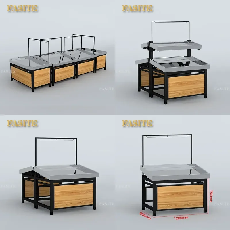 For Supermarket Fresh Produce Display Stainless Steel Fruit and Vegetable Rack Stackable Shelf for Grocery Store Organization