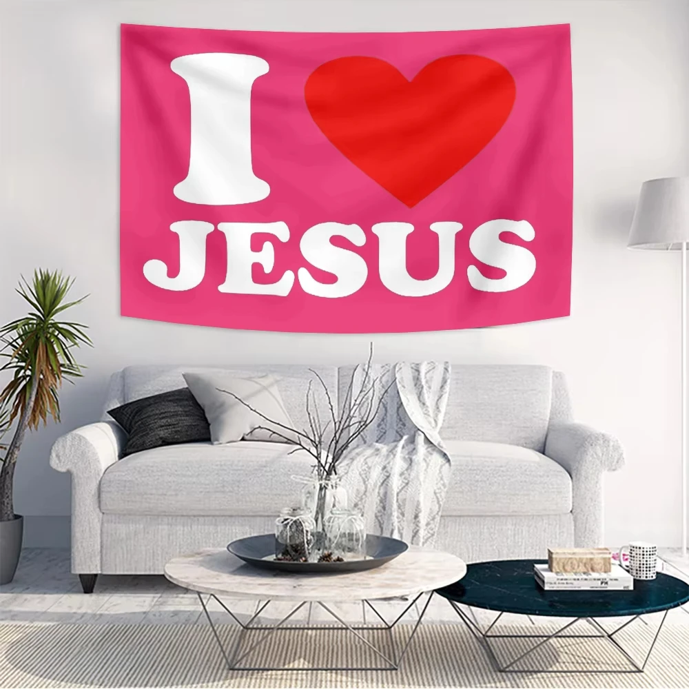 Ich liebe Jesus-Flagge, rosa, lustiger Wandteppich, 2025, neue Flaggen für Teenager-Mädchenzimmer, Schlafzimmer, Studentenwohnheim, Wanddekoration, Banner-Wandteppich