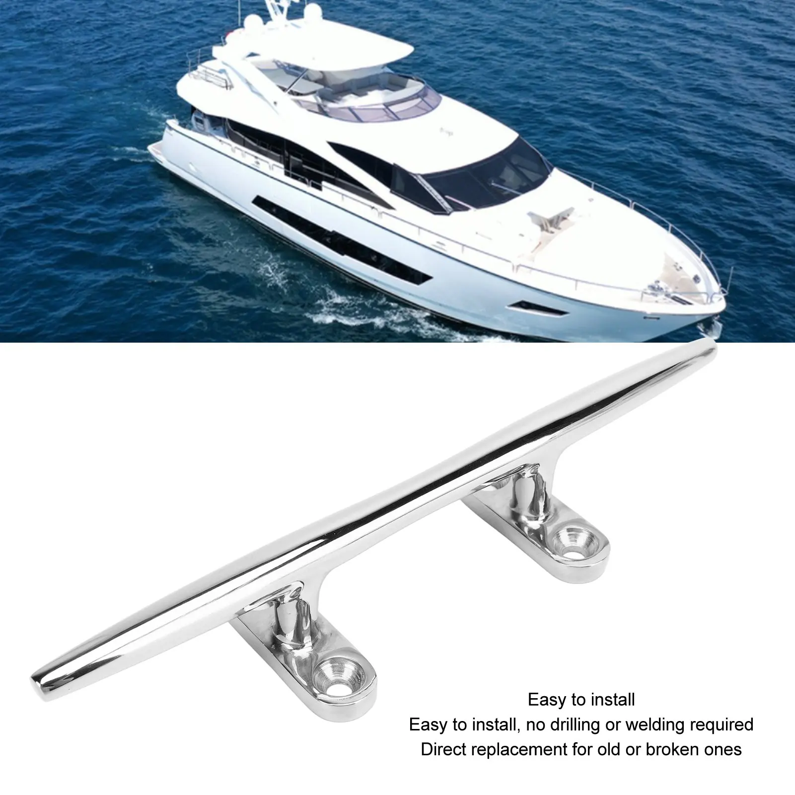 Boat Cleat Open Base Heavy Duty 316 Stainless Steel Boat Dock Cleats with Installation Screws for Marine Boat Dock Deck view 5