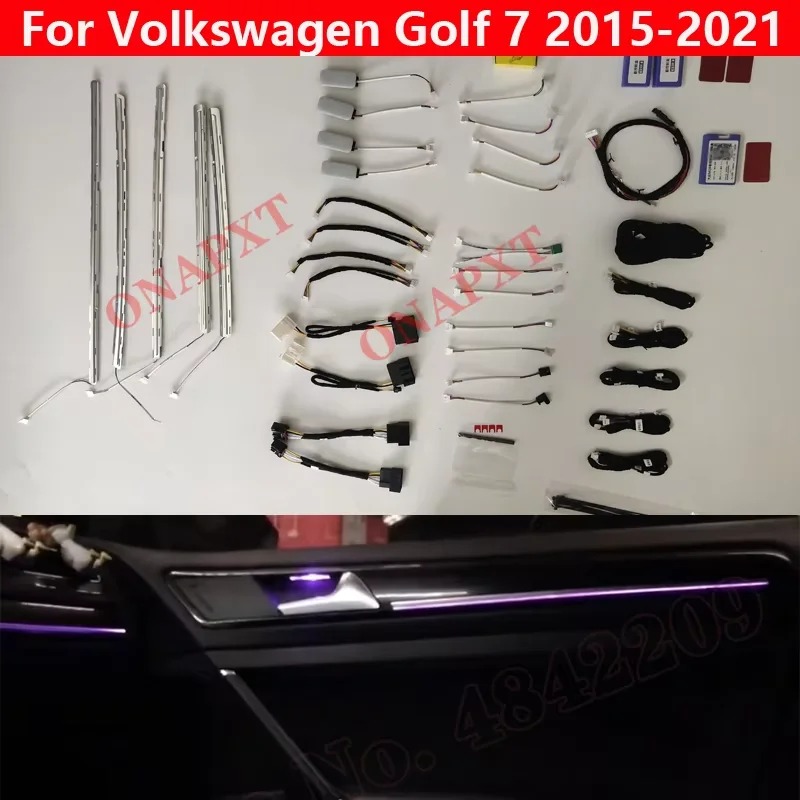 Kit de 10/30 couleurs pour Volkswagen Golf 7 GOLF 7.5 MK7 2015-2021, éclairage d'ambiance décoratif LED, bande lumineuse