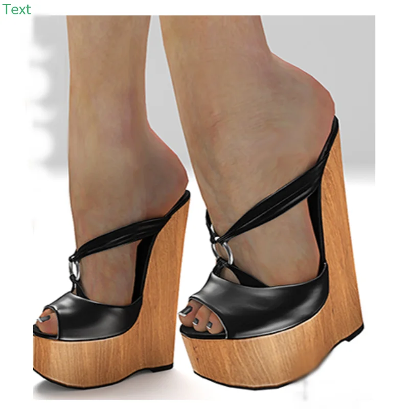 

Black Slip On Platform Hollow Sandals Peep Toe Wedge Heel Fashion Sexy Cool Summer Big Size 2025 Woman Shoes Zapatillas Mujer