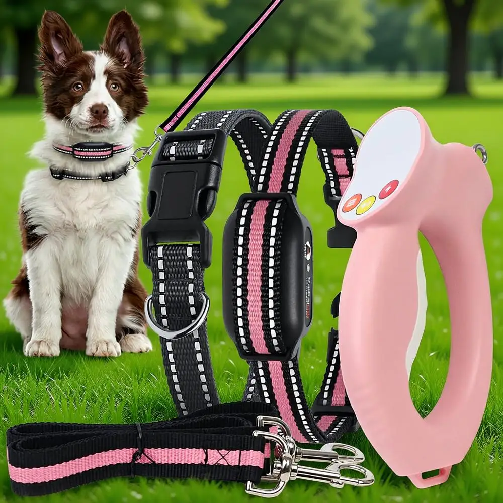 

Набор: ошейник для дрессировки собак с электрошоком и поводок без натяжения, водонепроницаемый ошейник для дрессировки собак 1600Т с датчиком натяжения, защитой от натяжения и дистанционным управлением