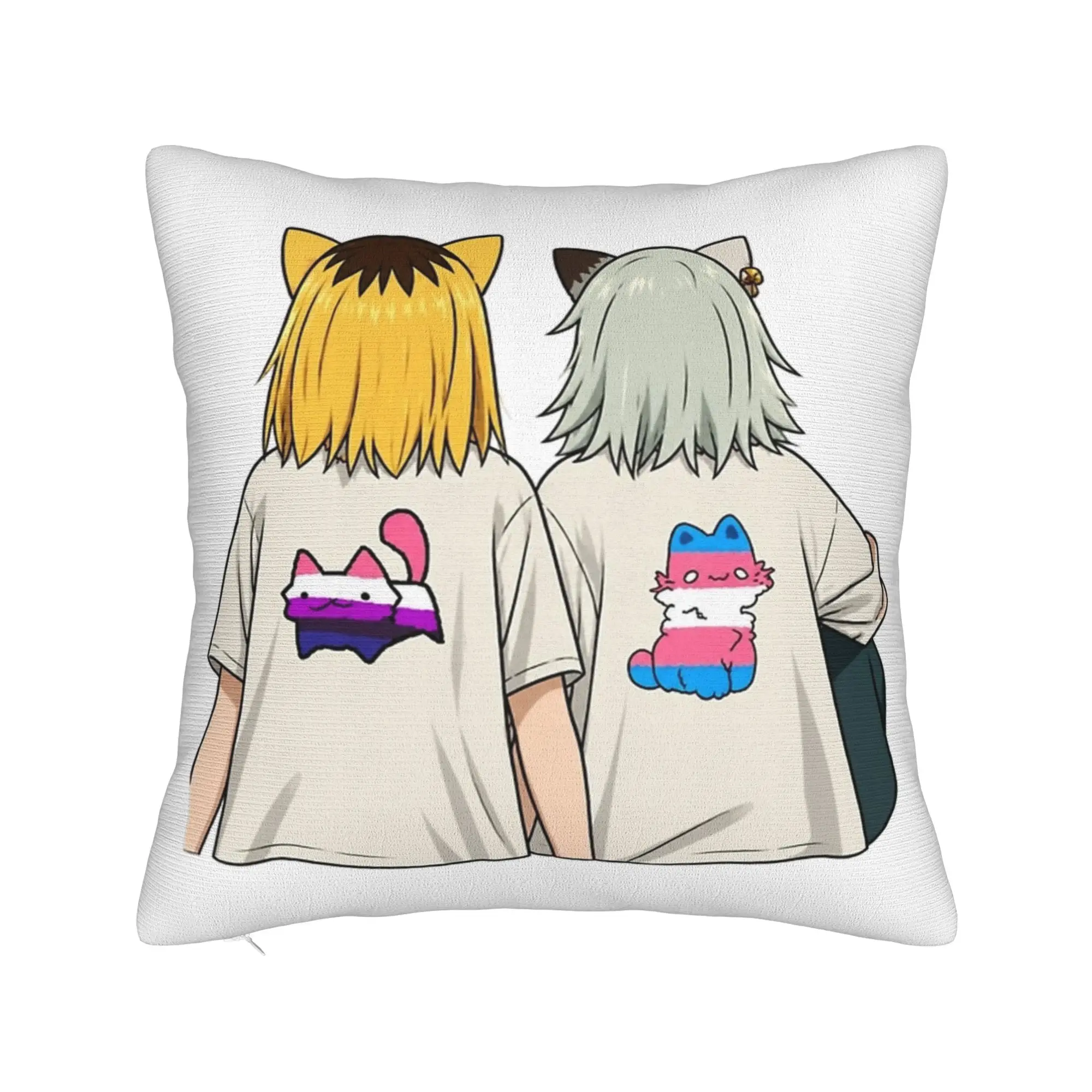 Y-Yanineko Anime Pillowcase Double-sided Printing Polyester Cushion Cover Decorations Chainsmoker Cats Throw Pillow Case Cover
