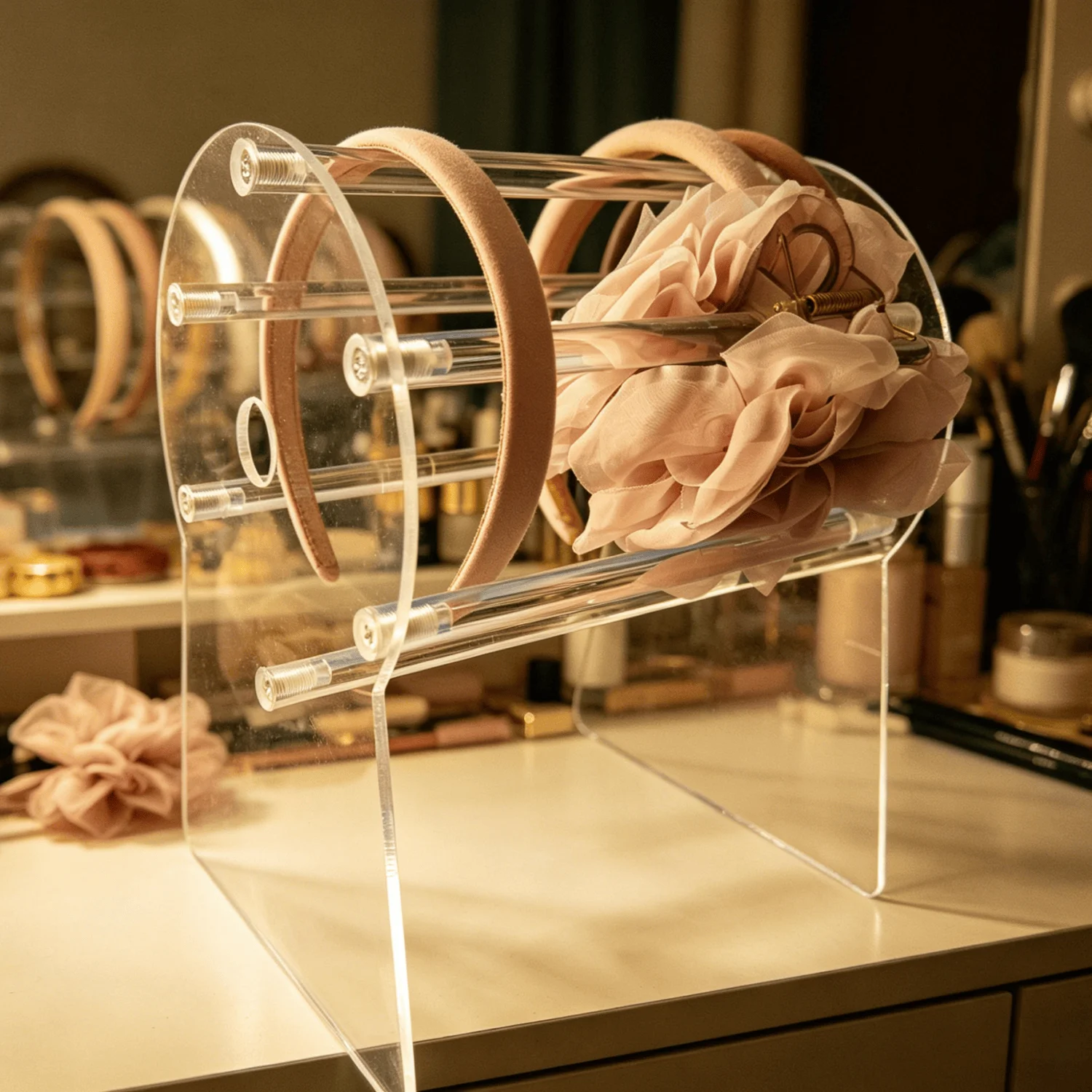 Clear Acrylic Headband Holder Hair Clip Organizer Transparent Display Stand for Hair Hoops Scrunchies Jewelry Storage Rack