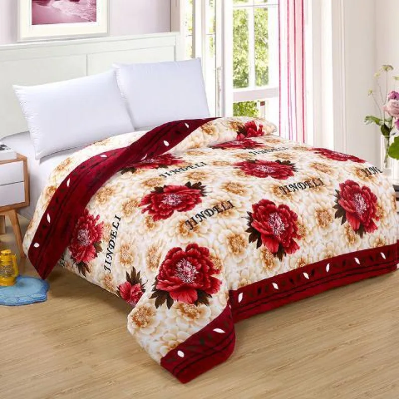 Flannel Duvet Cover, Thick Fleece Warm Floral Duvet Cover with Zipper Closure, Botanical Patterns Soft Microfiber Bedding