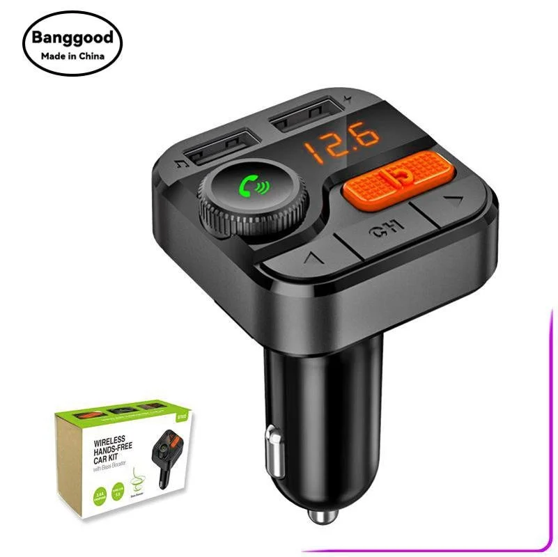 

BT82D One-button Bass Car Bluetooth Mp3 Player FM Transmitter Dual USB Car Charging Pressure Detection