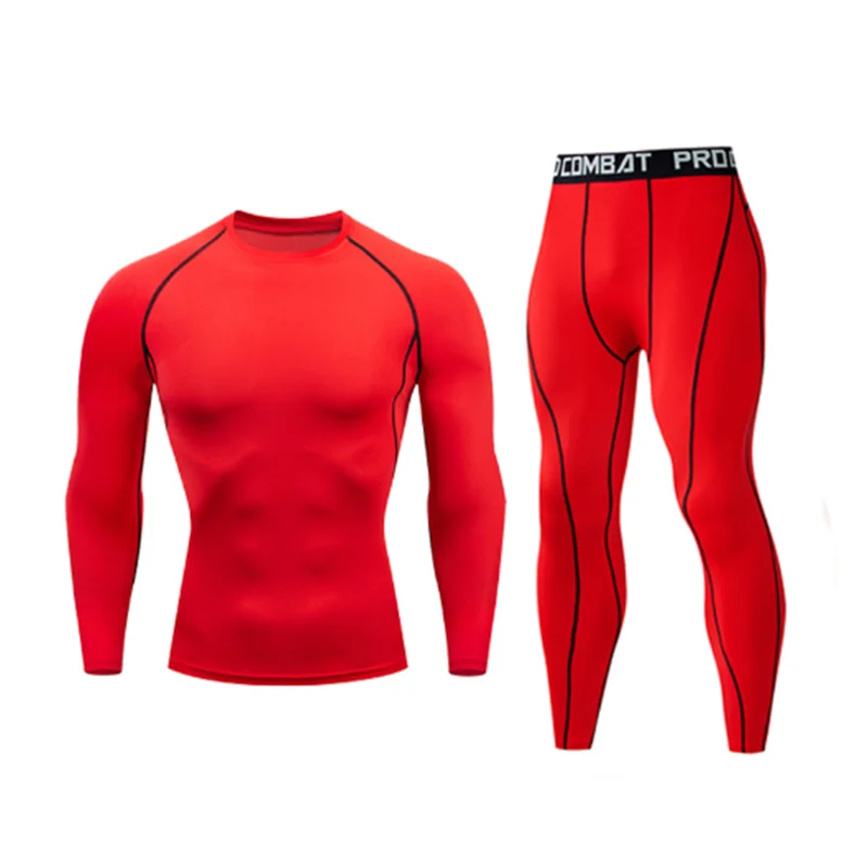 Sports tight fitting suit, sports running quick drying T-shirt, men's breathable and elastic two-piece fitness suit, men's