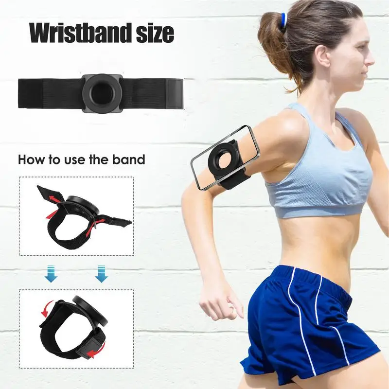 Wristband Phone Holder Magnetic Cell Phone Wristband Black Portable Phone Holder User-Friendly Phone Armband For Most