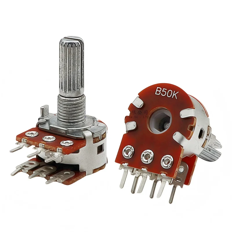 Taiwan Puyao RK16 A10K B1K B10K B100K A100K dual-channel 6P Power Amplifier Volume Potentiometer,plum-shaped shaft 20MM
