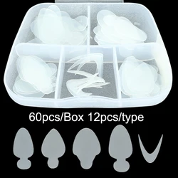 Pegatinas de silicona reutilizables para manicura, 60 piezas, formas francesas empaquetadas en caja, sistema de moldes para uñas, calcomanías de Gel