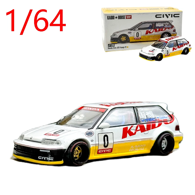 Diecast 1/64 Scale Car Honda Civic EF Kanjo V1 Racing Model Alloy Honda Civic EF Kanjo V1 Car Model Static Collection Display