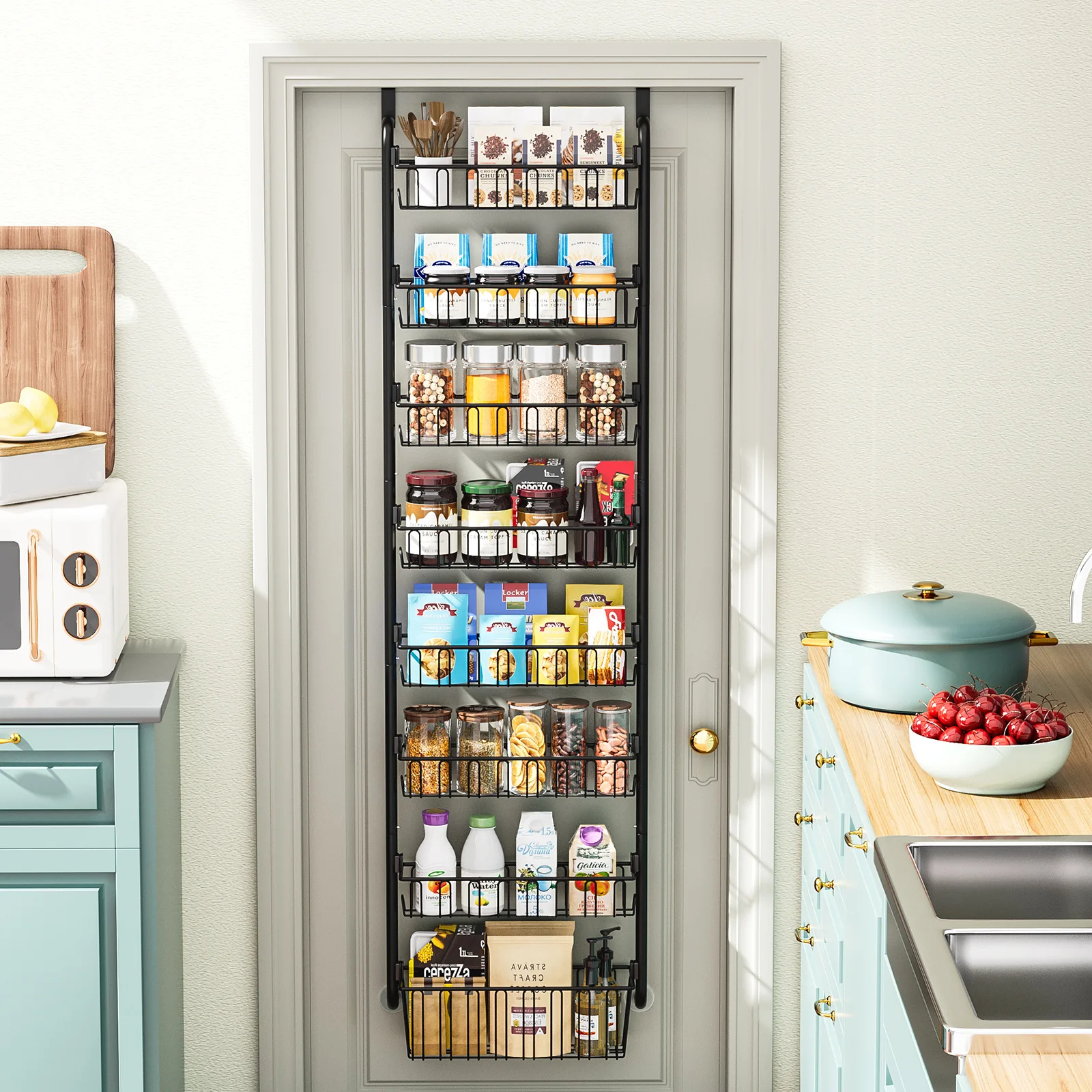 

New model Hanging basket rack behind the door Household multi-layer non-punching storage basket Kitchen bathroom sundries basket