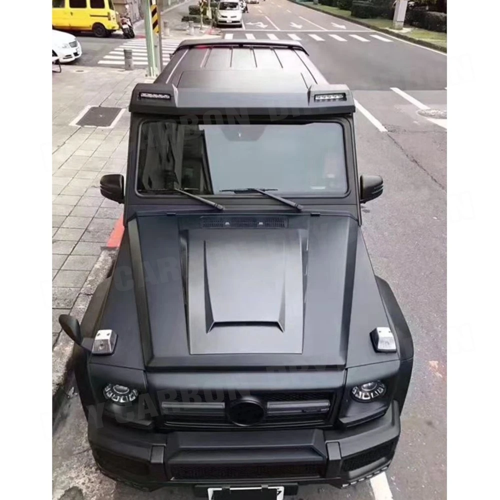 سبويلر سقف السيارة من ألياف الكربون B مع أضواء LED لسيارة Mercedes Benz G Class W463 G500 G55 G65 Wagon 2015+ #5