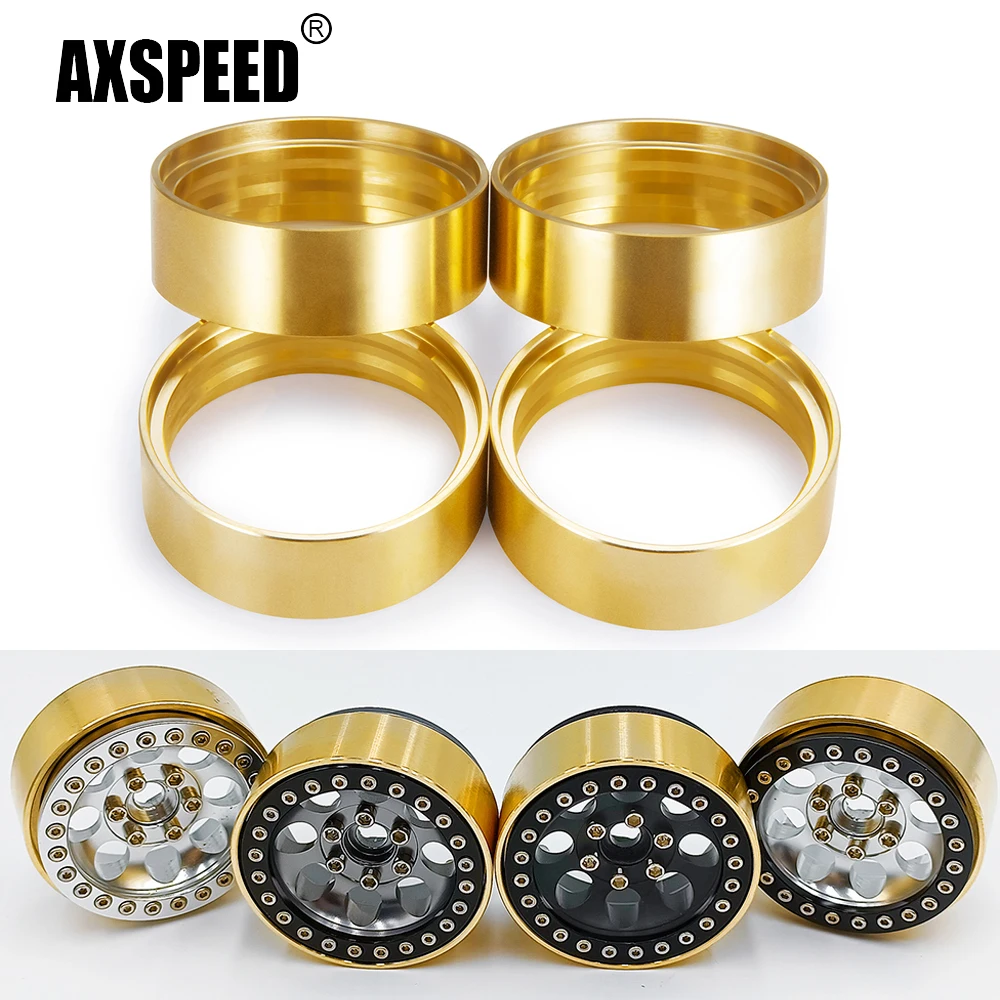 

AXSPEED 4Pcs 76g/Pc Brass Beadlock 1.9inch Wheel Rims Clamp Rings for Axial SCX10 TRX-4 VS4-10 1/10 RC Crawler Car Model Parts