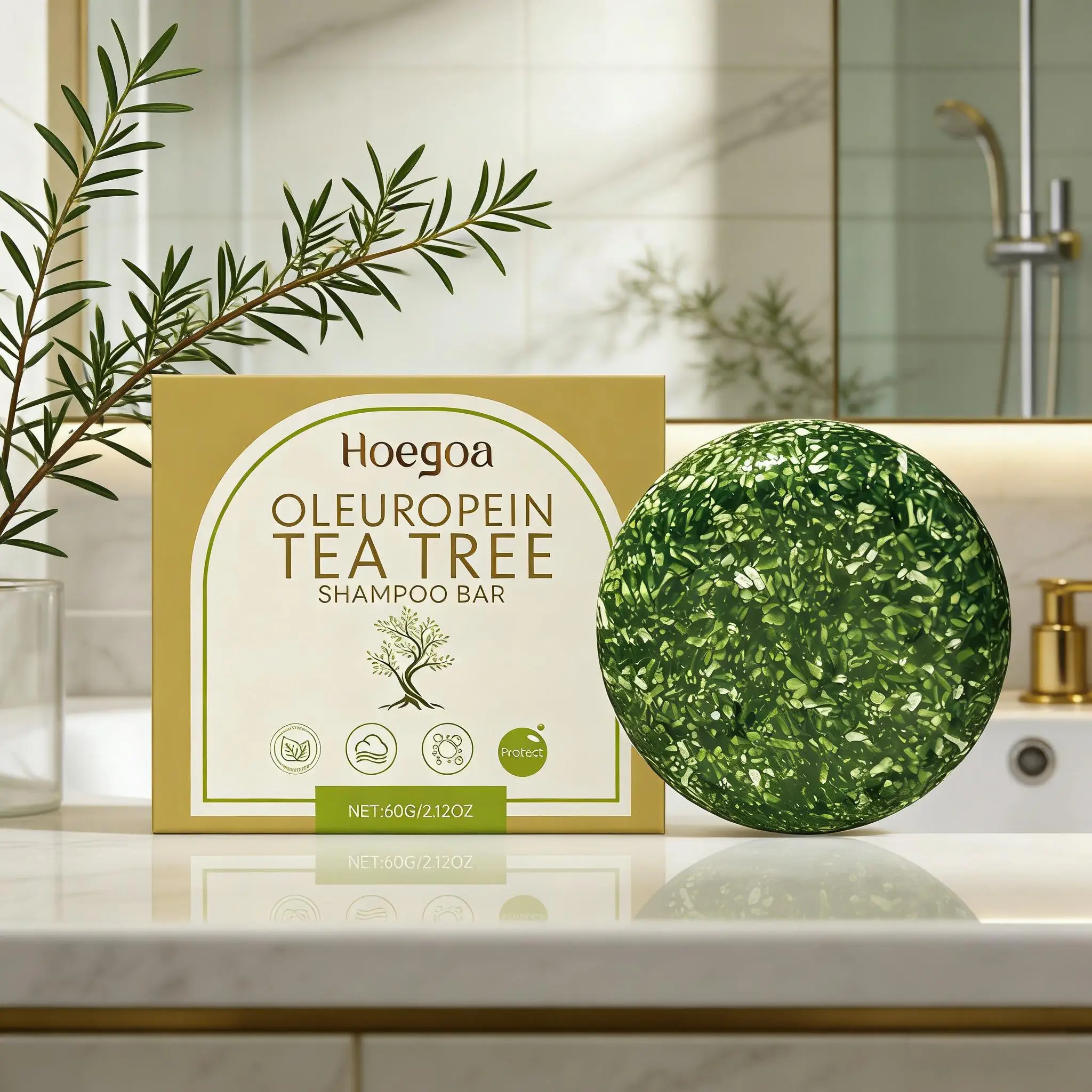 Tea Tree Oil Shampoo for Dranduff Removal Deep Cleansing the Scalp Control Oil Nourishing Repair Damaged Hair Essential Oil 60g