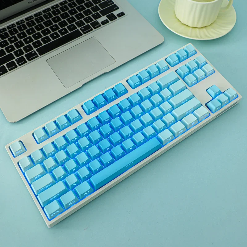 

Original color - ice blue gradual change keycap light transmission PBT side engraving OEM simple gradual change 688796104