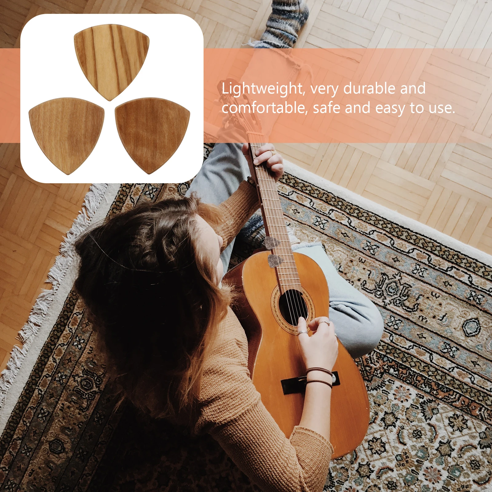 

3 Pcs Guitar Pick Instrument Accessories Shaped Natural Wood Solid Picks for Electric