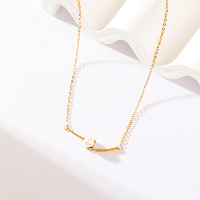 EILIECK 316L Stainless Steel Creative Pearl Pendant Necklace For Women New Fashion Elegant Clavicle Chain Jewelry Birthday Gift