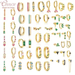 CANNER 925 Silver Popular Colored Zircon Earrings For Women 18K Gold Plated Simple Temperament High Quality Fine Jewelry Gifts