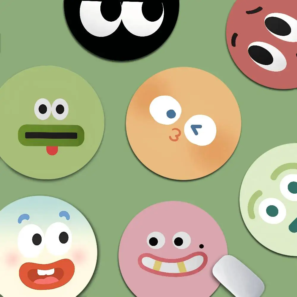 

Забавный коврик для мыши с эмодзи, круглый, нескользящий, резиновый, для офиса, игр, геймеров, дома или офиса, очаровательный набор ковриков для стола