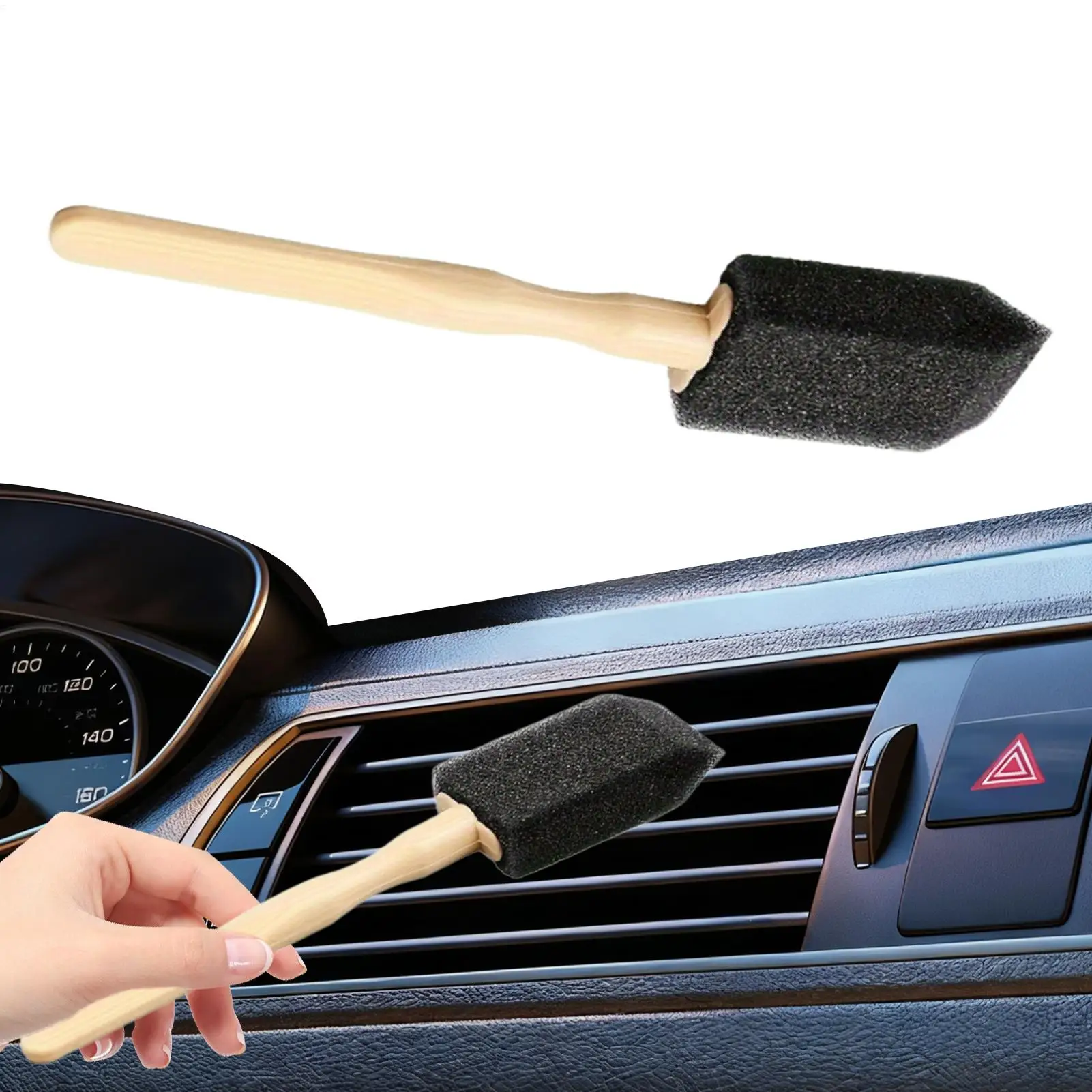 Car Detailing Brush Set, Ergonomic Handle with Multi-Shape Heads, Deep Cleans Air Vents, Seams, Console & Hard-to-Reach Areas