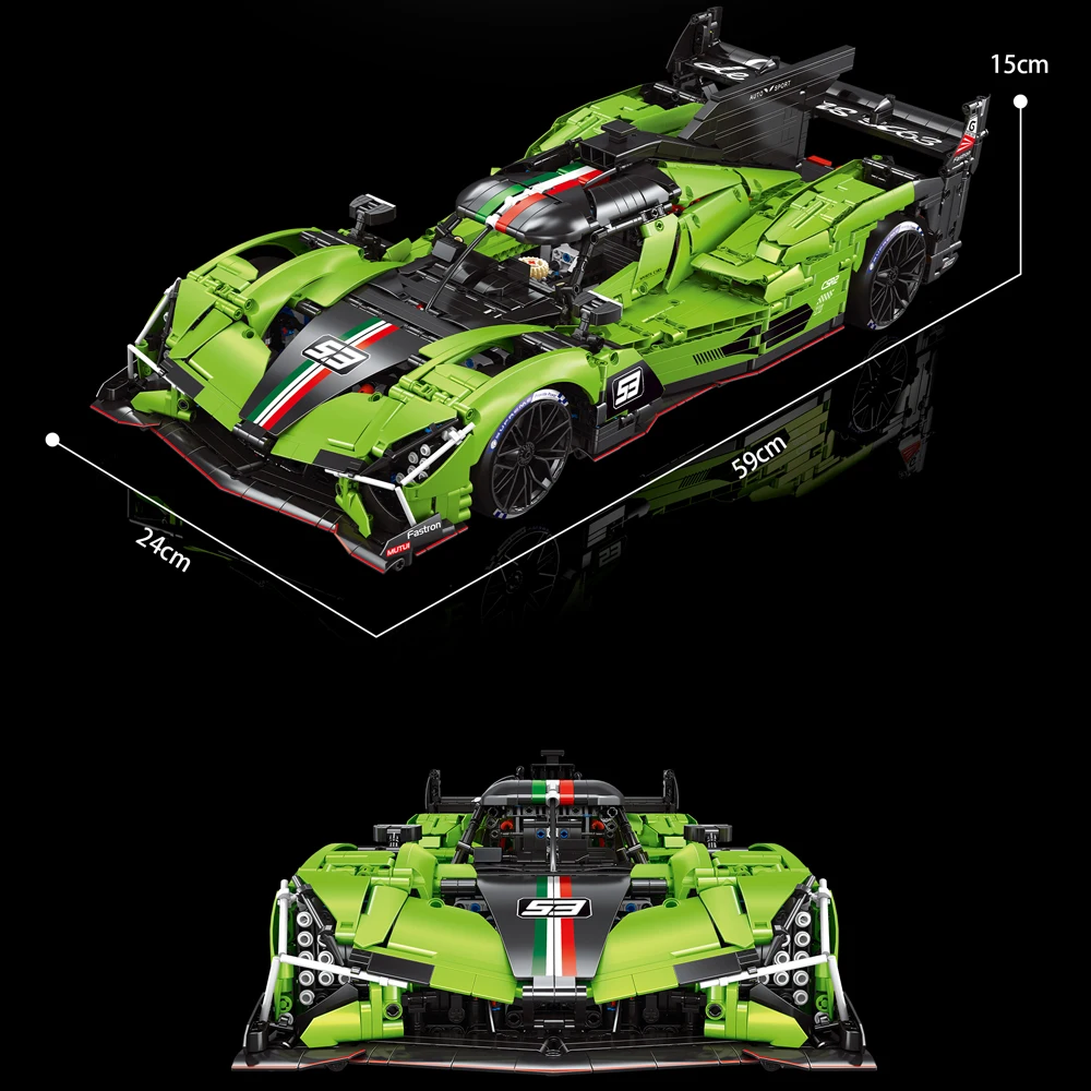 3771 pçs moc técnico 1:8 rc carro de corrida lee mans sc63 blocos de construção tijolos montagem modelo brinquedos das crianças presente aniversário conjunto