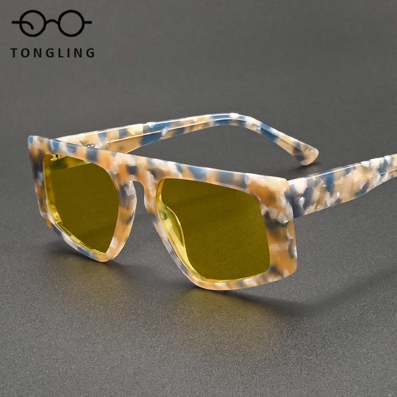 New High-Quality Men Handcrafted Premium Acetate Classic Women Personalized Fashion Retro Outdoor Cycling UV-Protective Sunglass