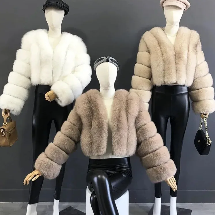 New Style Women Fur Coat Real Fox Fur Jacket Natural Fox Fur Short Style Clothing Full Length Sleeve Female Coat
