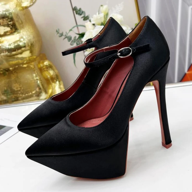 Damen Sommer High Heels Ultra High Heel Design 15cm Echt leders ohle atmungsaktiv dicken Boden Design