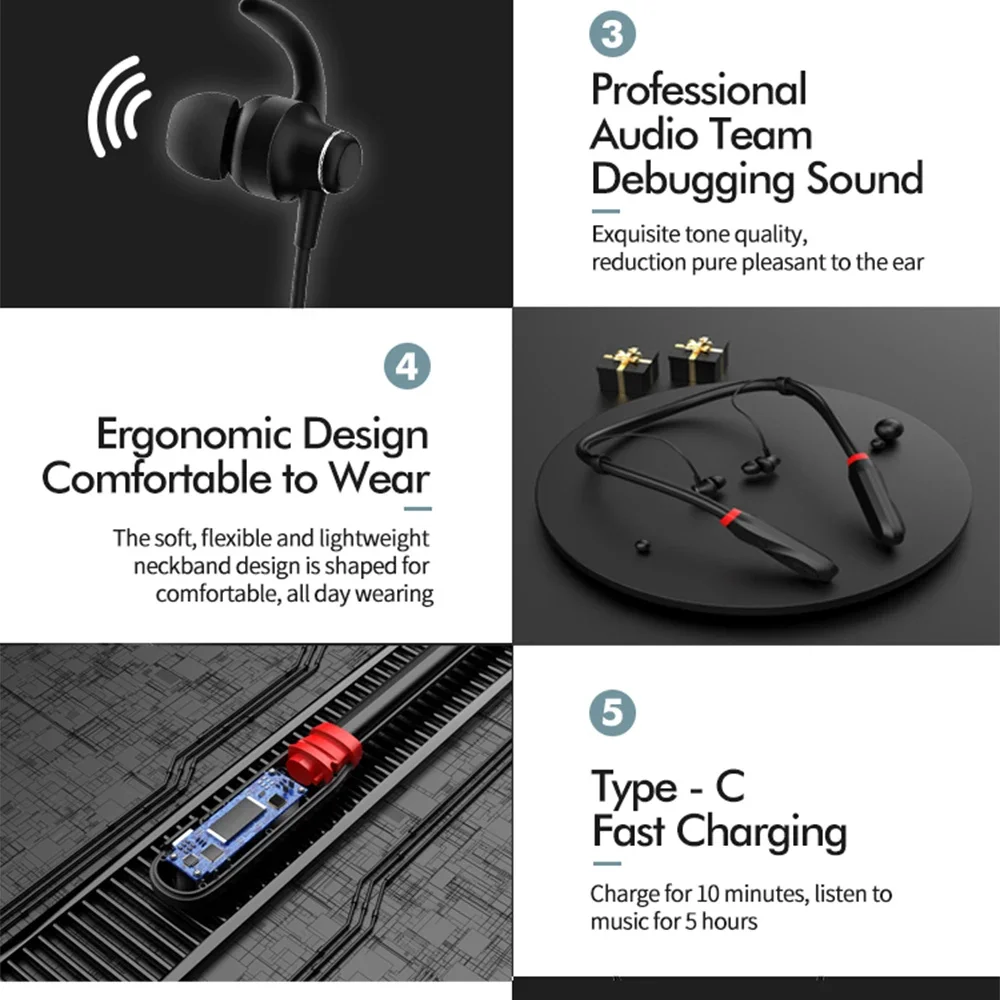 9D i35 TF Magnetic Wireless Bluetooth Earphone 1000MAH music Neck headset Neckband sport Earbuds Headphones For iPhone Xiaomi